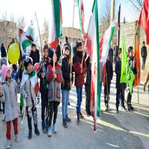 مراسم راهپیمایی یوم الله ۲۲ بهمن در روستای حسام آباد برگزار شد