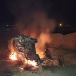 واژگونی و حریق خودروی سواری در همدان ۲ کشته برجا گذاشت